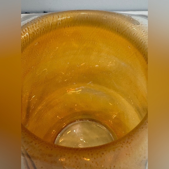 MCM Flashed On Marigold Glass  Hat Vase 7” Flange Top Vintage - Picture 14 of 16